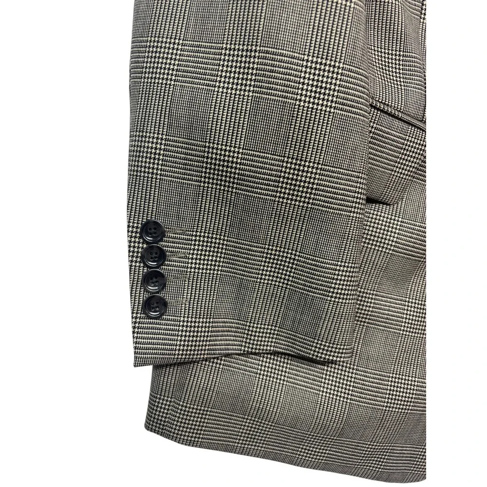 Nautica 42S Black White Glen Plaid Blazer Jacket Sport Suit Coat 100% Wool
